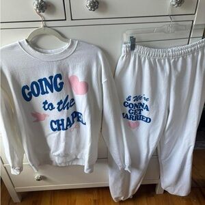 White 'Going to the Chapel' Sweatshirt and Jogger Set